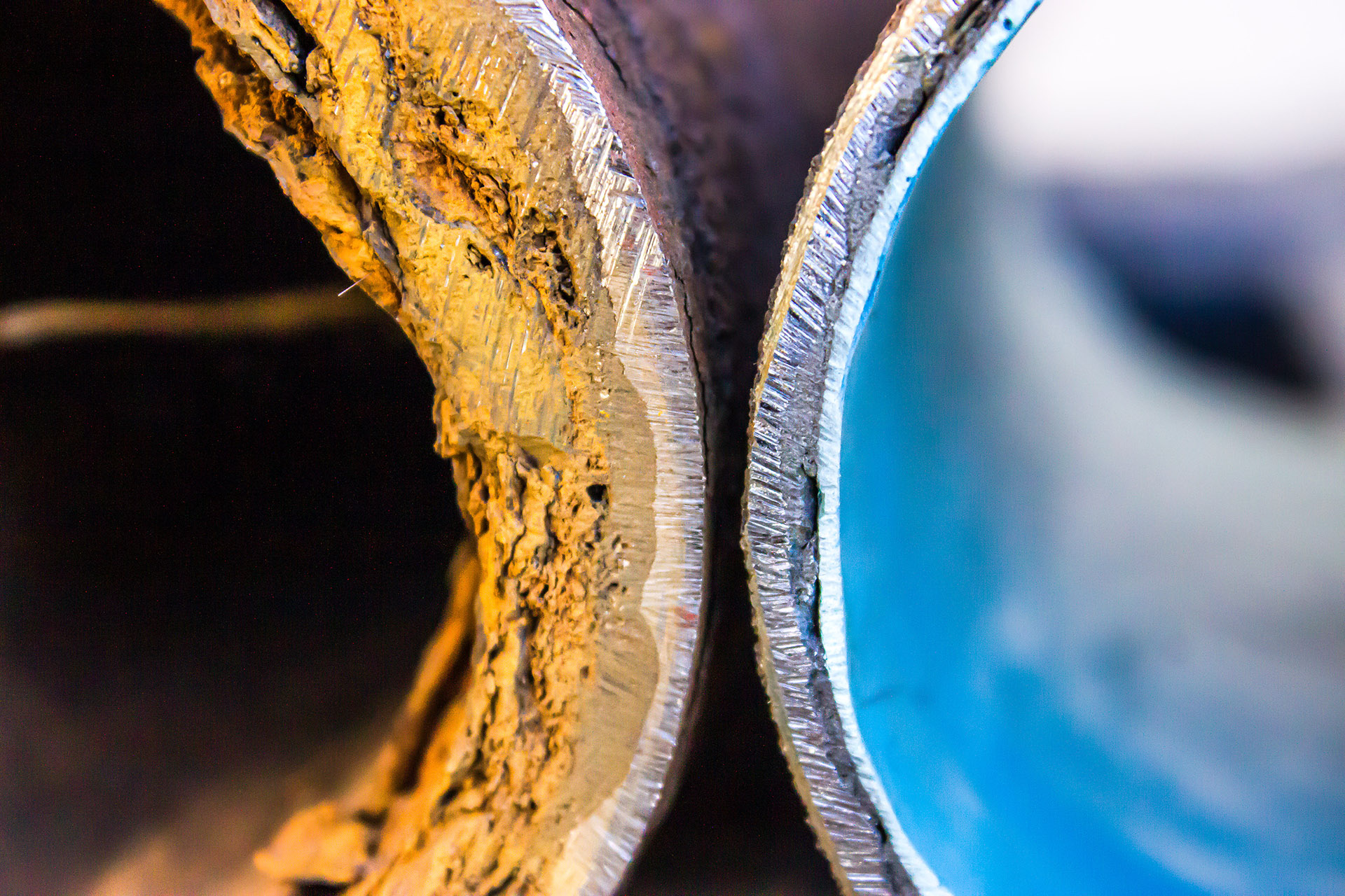 Epoxy Pipe Lining - before and after